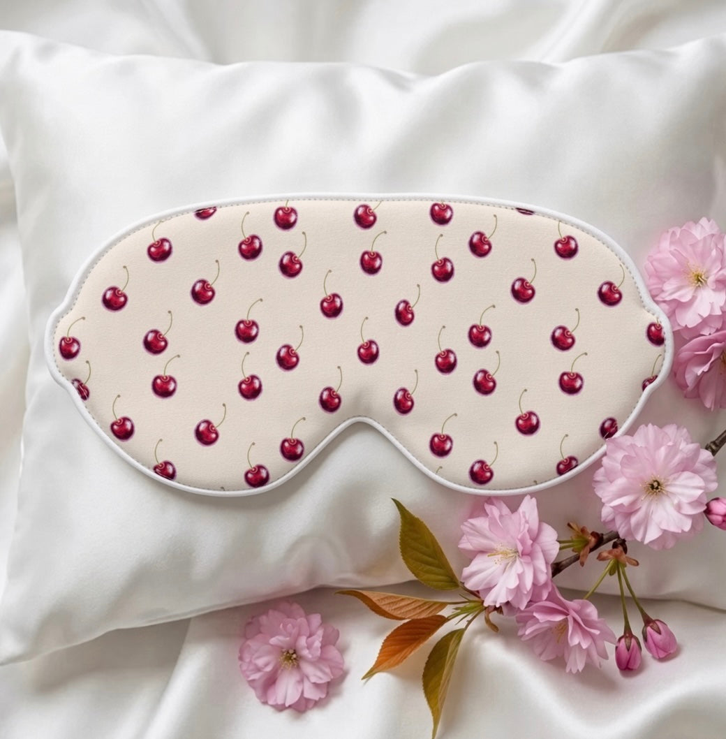 Silk Sleeping Mask Cherry | Beige and Red Color
