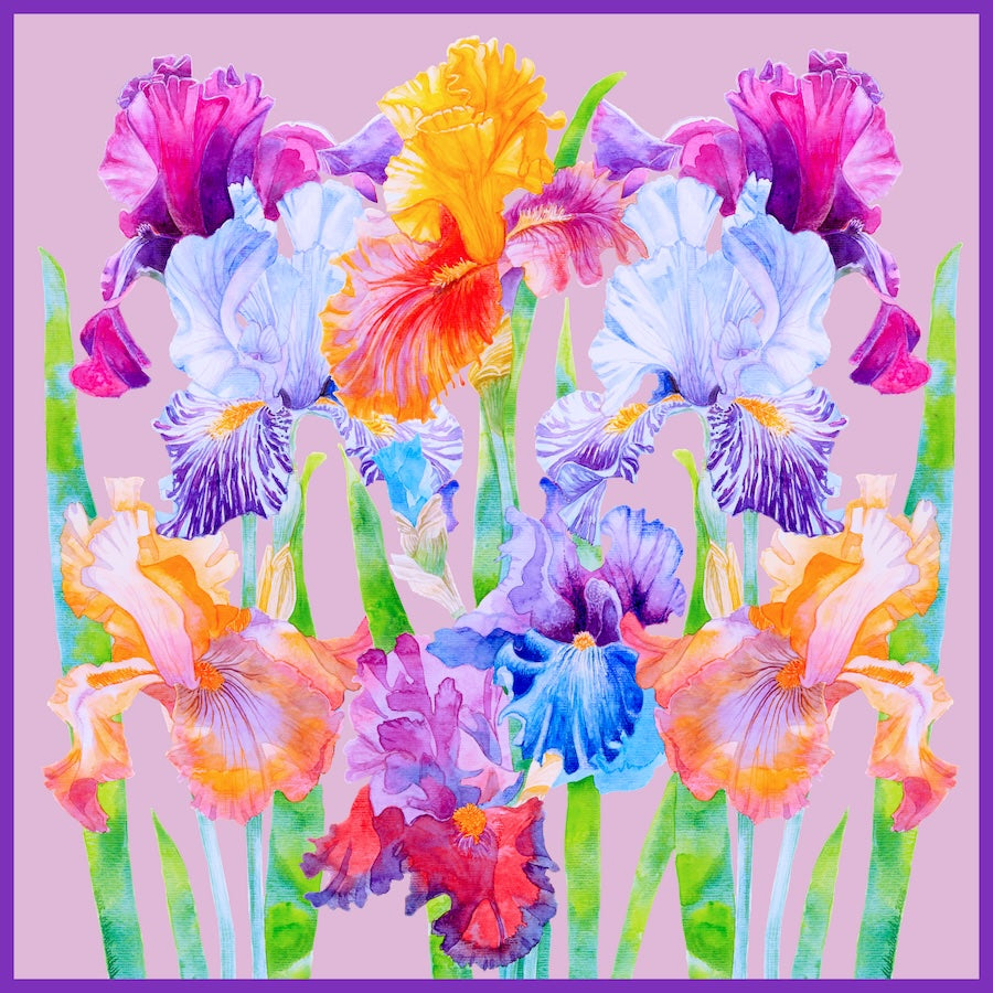 Flower Silk Scarf Irises