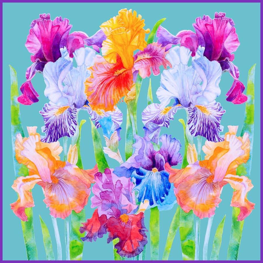 Flower Silk Scarf Irises