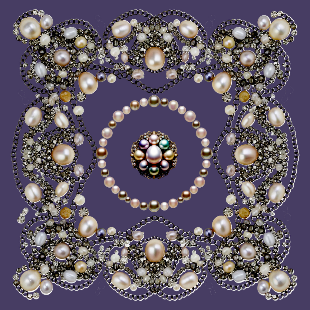 Silk Neck Scarf-Bandana Pearls | Deep Violet Color