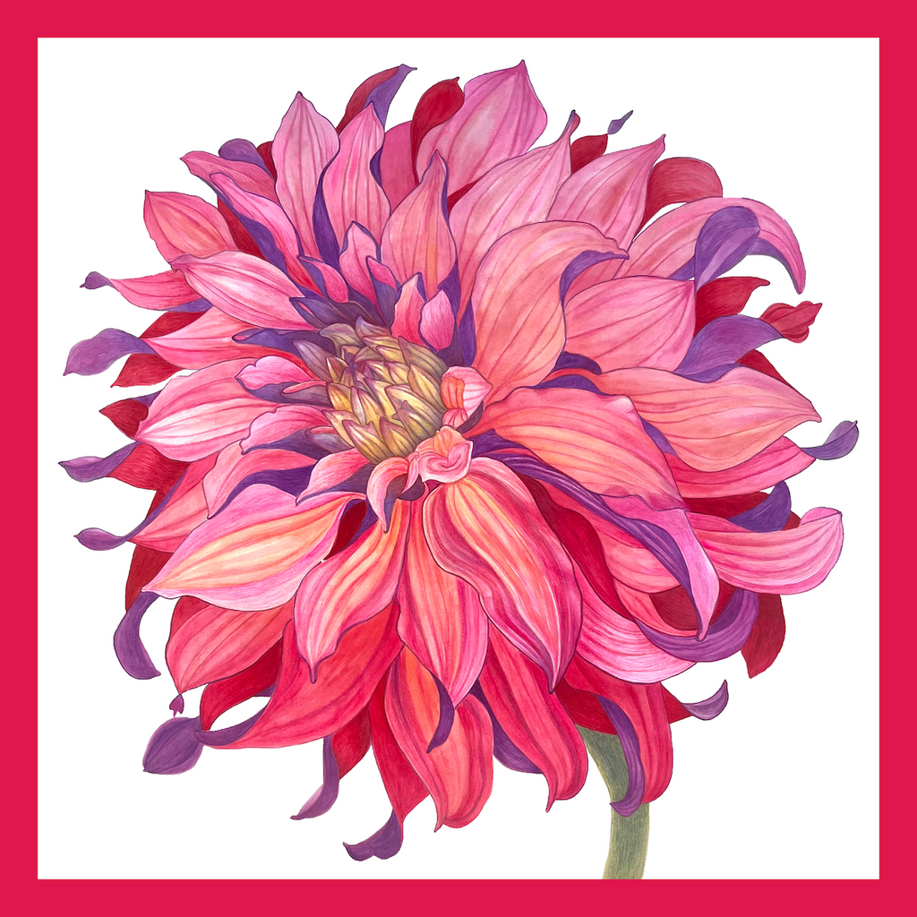 Flower Silk Scarf Сhrysanthemum | White and Red Color