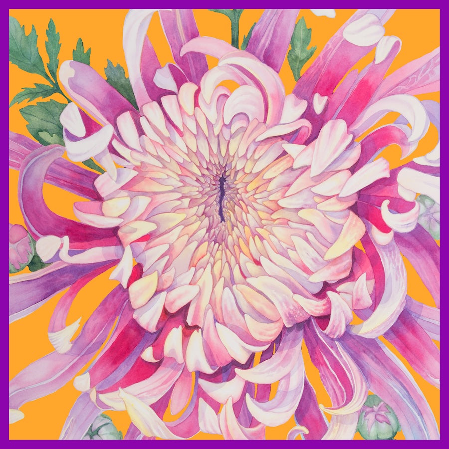 Flower Silk Scarf Dahlia
