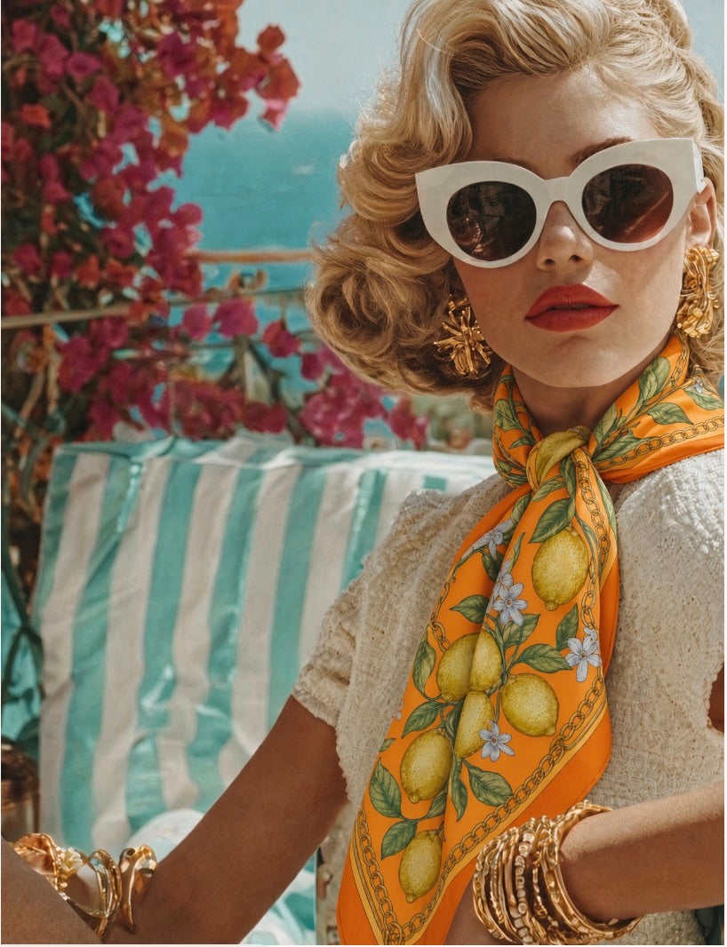 Silk Scarf Lemons | Orange and Yellow Color
