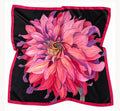 Flower Silk Scarf Chrysanthemum | Red and Black Color