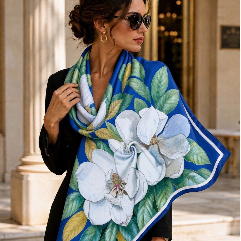 Flower Silk Scarf Magnolia