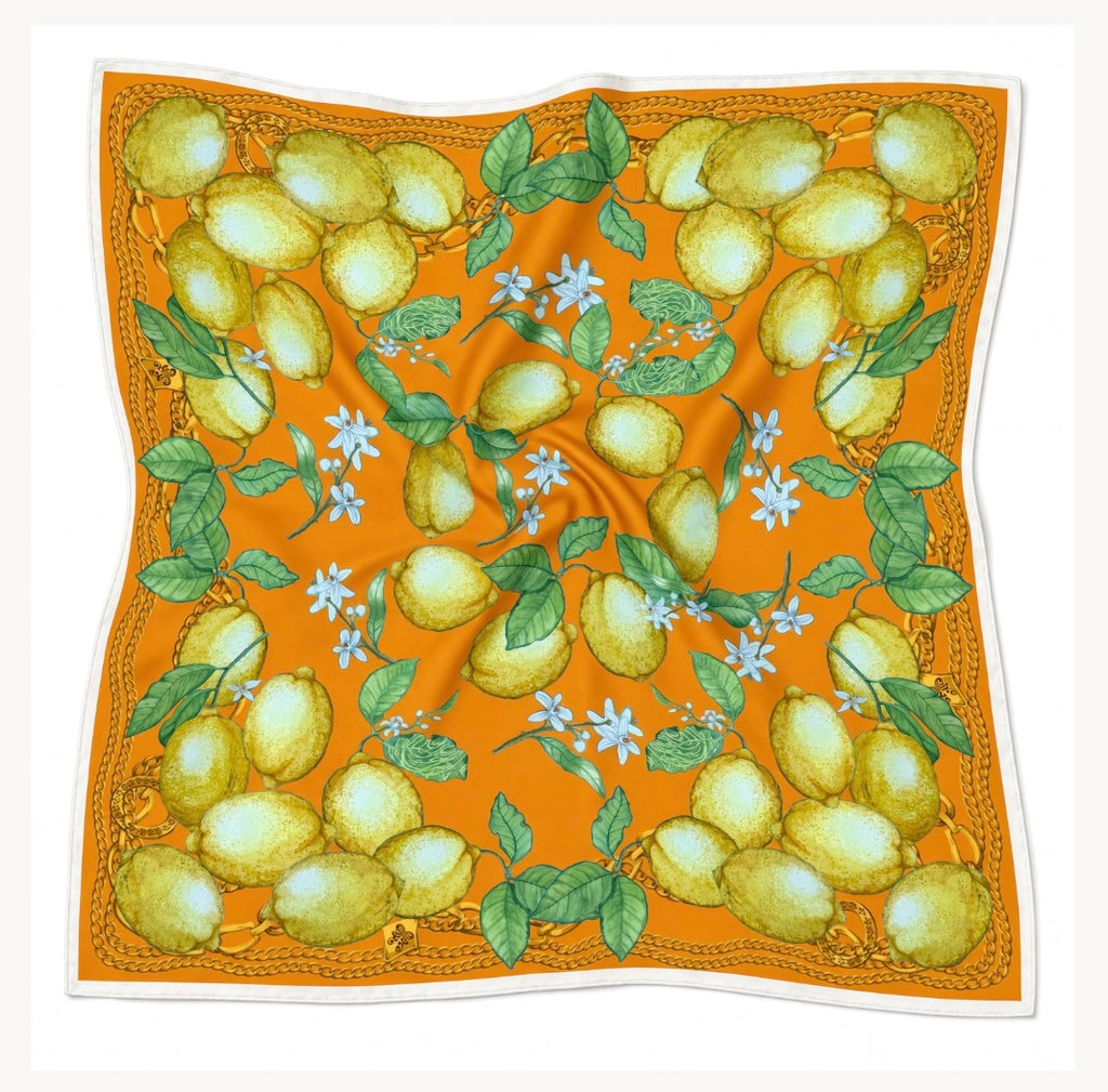 Silk Scarf Lemons | Orange and Yellow Color