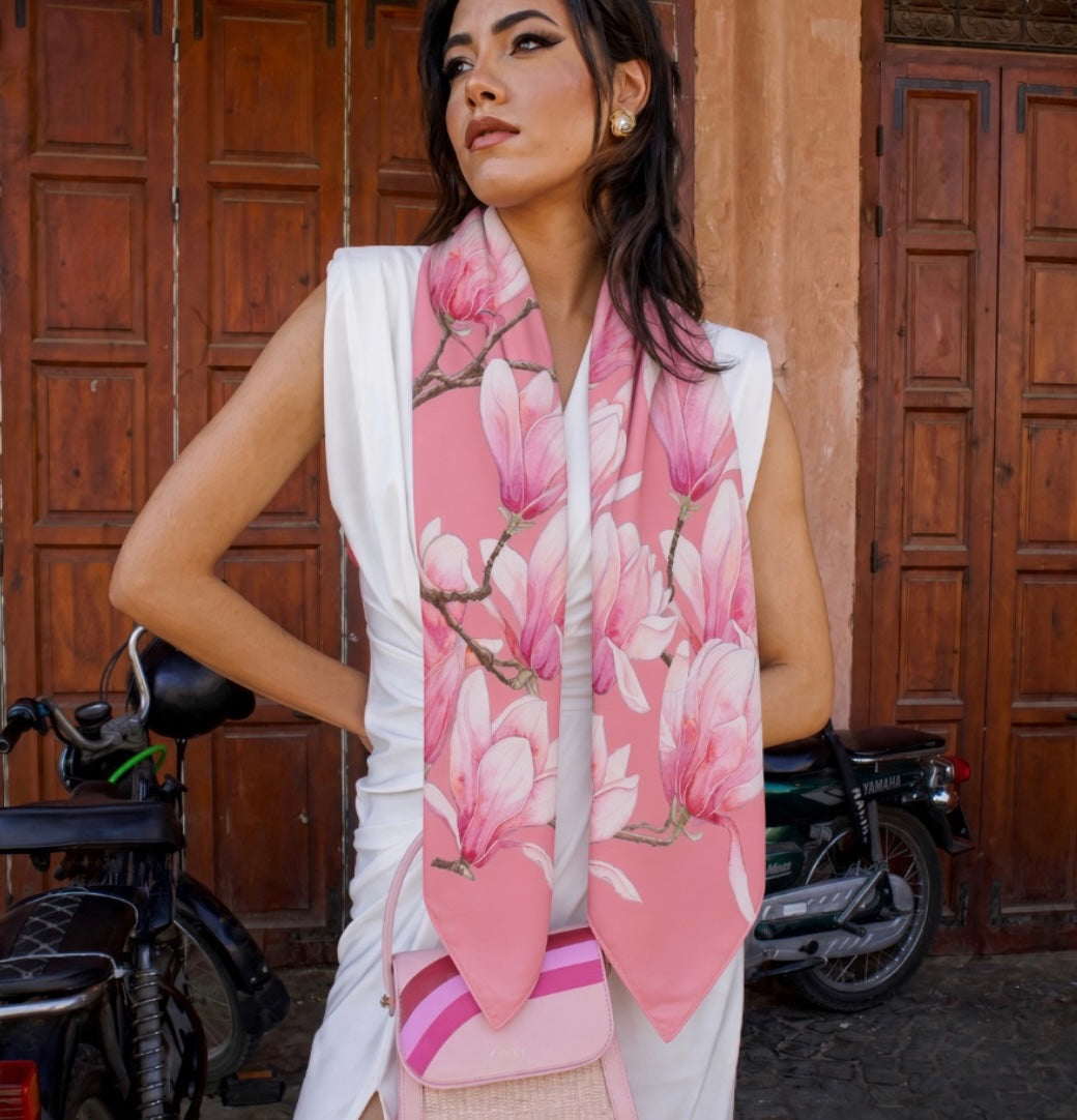 Floral Silk Scarf Magnolia
