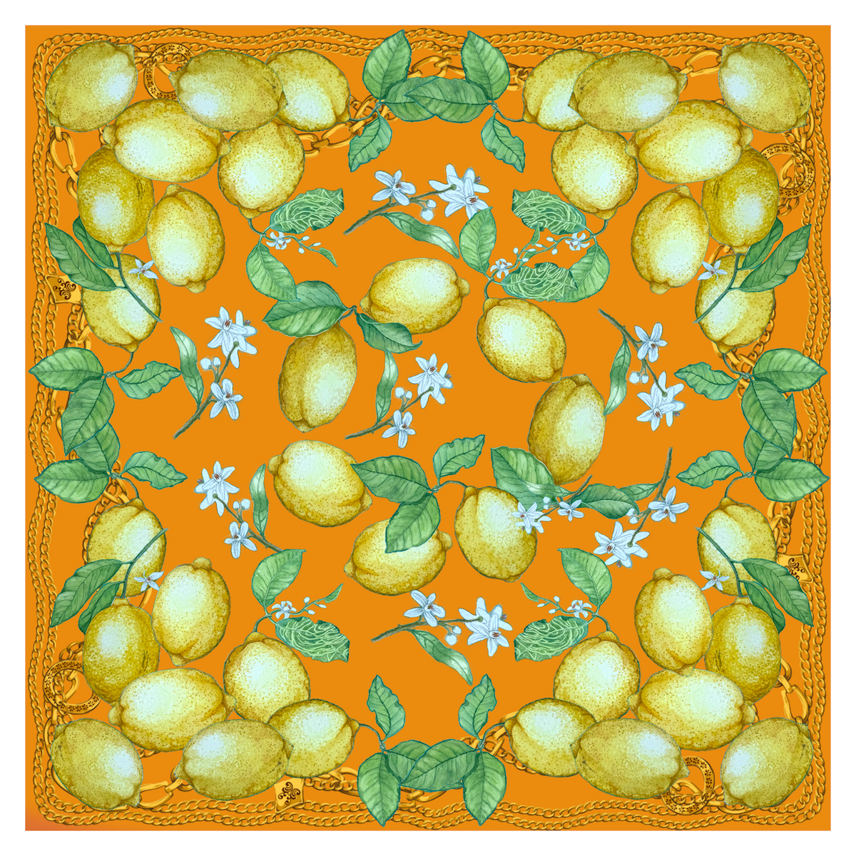 Silk Scarf Lemons | Orange and Yellow Color