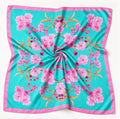 Patterned Silk Scarf Sakura | Pink and Turquoise Color